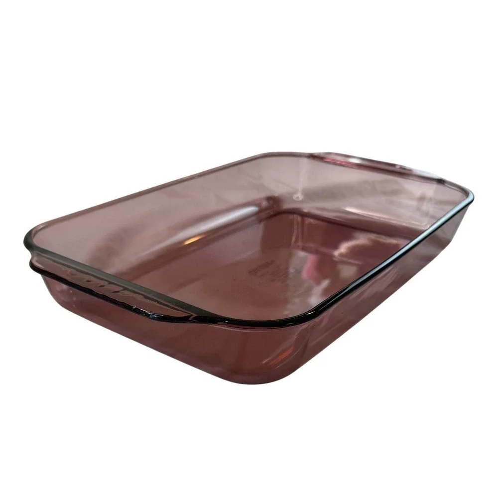 Rare Color! Pyrex Vtg Cranberry Fireside 233R Casserole Baking Dish 13x9x2 Glass